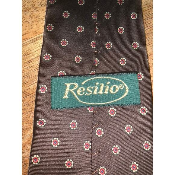 Vintage Resilio Men's Brown Polka Dot Designer Neck Tie - Picture 2 of 4